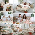 thumbnail image 5 of Christmas Bird Bedding Duvet Cover Set Full Size 4 Pieces Poinsettia Floral Holly Fruit Xmas Ball Linen Bedding Set with Zipper Closure, 1 Comforter Cover 86x86 Inches 1 Flat Sheet & 2 Pillow Cases, 5 of 7