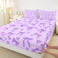 thumbnail image 3 of Manfei Kawaii Bow Knot Fitted Sheet Full,Purple Dreamy Bowtie Bed Set,3-Piece,1 Fitted Sheet and 2 Pillowcases, 3 of 6