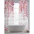 thumbnail image 5 of Pink Eucalyptus Sheer Curtains 108 Inches Long 2 Panels Leaves Abstract Branch Retro Wood Grain Light Filtering Semi Sheer Window Curtains Drapes for Bedroom Living Room 52"x108", 5 of 7