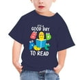 thumbnail image 2 of Cethrio Kids Girls And Boys Graphic Print Shirts, Short Sleeve World Book Day Crew Neck Cotton Fashion Girls And Boys Summer Clothes Big Swim Trunks Navy, 2 of 4