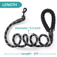 thumbnail image 2 of Dog Leash for Medium & Large Dogs, 5FT x 1/2in Heavy Duty Rope Leash with Padded Handle, Highly Reflective Threads & Swivel Clip, No Tangle for Walking Training, Black, 2 of 6
