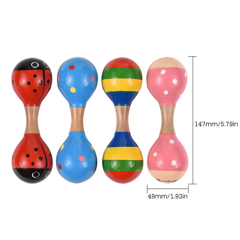 4pcs Wooden Maracas Shaker Baby Rattles for Kids Cute Colorful Musical Instrument Toys for Baby Girls Boys Toddlers