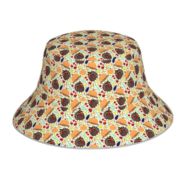 Fotbe Thanksgiving Sombrero Tipo Pescador con Estampado – Sombrero de Sol de Algodón de Moda para Playa, Golf, Pesca