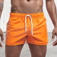 thumbnail image 3 of Summer Low-rise Elastic Waistband Drawstring Beach Surfing Shorts Breathable Side Irregular Trim Men Swimwear Shorts-Orange,M, 3 of 7