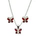 thumbnail image 1 of COLLAR DE MARIPOSA ROJA DE PLATA Y ARETES, 1 of 4