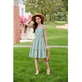 thumbnail image 3 of Arshiner Girls Summer Dress Bow-Tie Straps Sleeveless Flowy Ruffle Trim Boho Beach Casual Sundress, 3 of 6