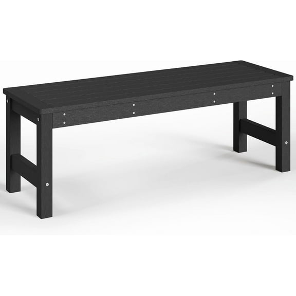 48" HDPE Outdoor Bench, All-Weather & Fade-Resistant 2-Person Garden Bench, Low Maintenance Patio Bench for Garden, Porch & Patio,Black