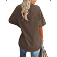 thumbnail image 2 of V Neck Short Sleeve Basic Tees Coffee M, 2 of 4