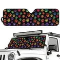 thumbnail image 2 of Uorisanigo Windshield Sun Shade Sunshade Compatible with Jeep Wrangler TJ JK JKU 1997-2018 Heat Shield Colorful Dog Paws Print Sun Visor Mat Blocks Sunlight Heat UV Rays, 2 of 7