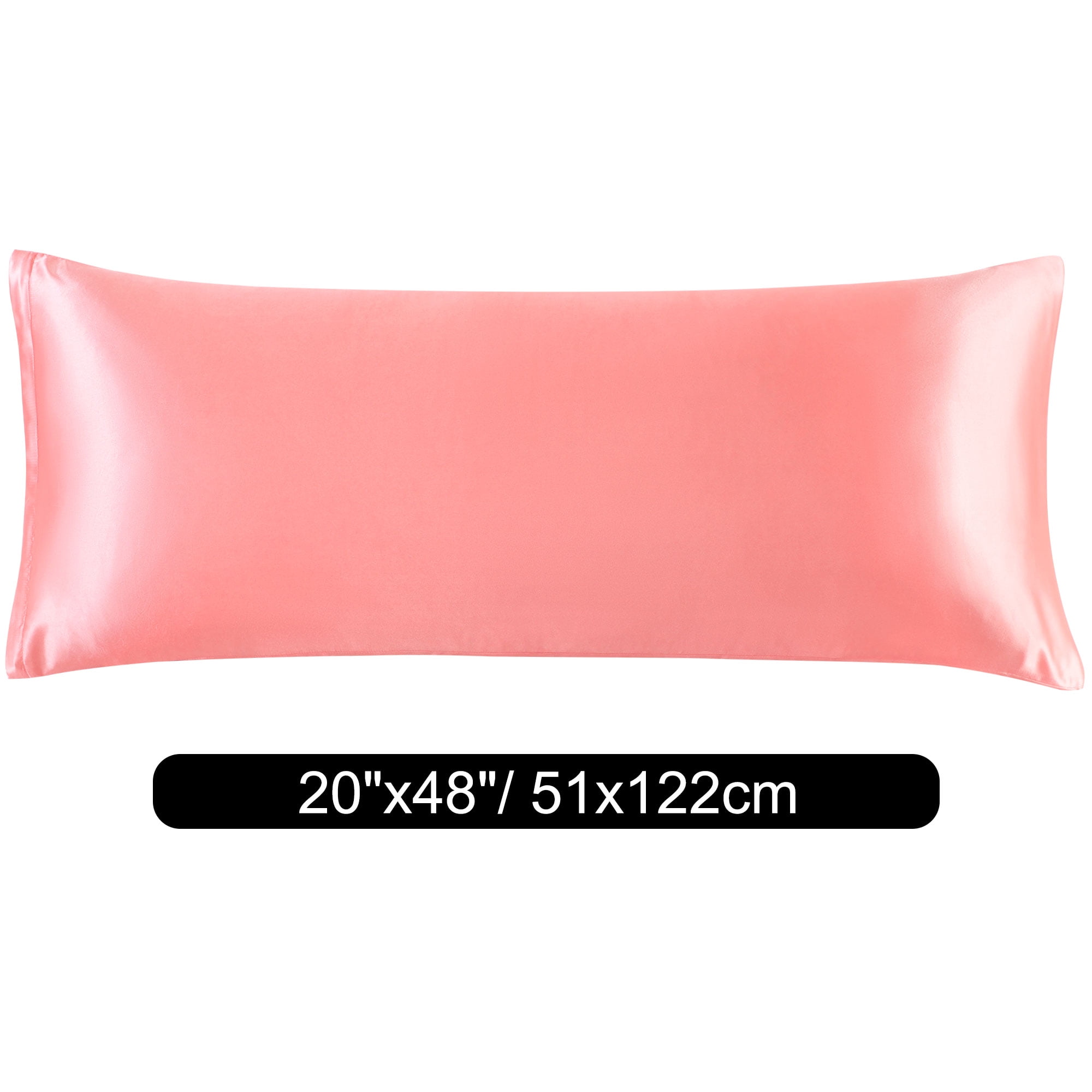Unique Bargains Zipper Closure 1 PC Satin Body Pillowcases Light Coral 20"x48"