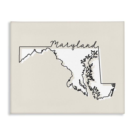 Stupell Industries Farmhouse Maryland Home State Map Neutral Print Design Canvas Art, 48 x 36, by Lil' Rue