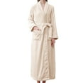 thumbnail image 3 of WCJM Womens Long Robe Women's Double Pocket Flannel Bathrobe Soft and Warm Double Faced Velvet Bathrobe Pajamas and Home Wear Bathrobe Robe Khaki 2XL, 3 of 6