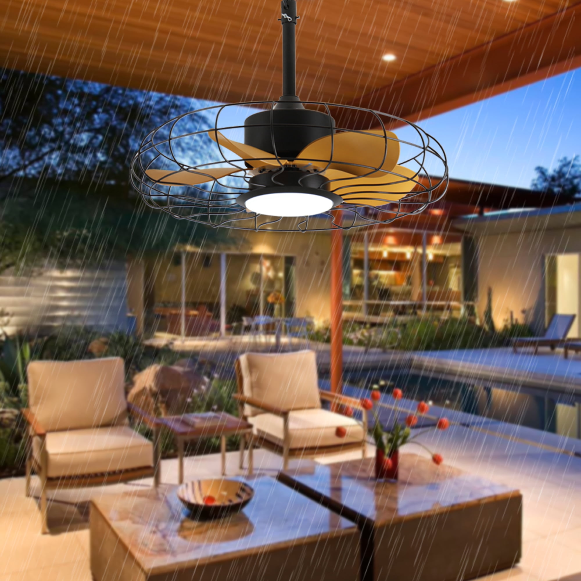 Jopath 23 Inch Outdoor Ceiling Fan with Light and Remote Control,IP65 Waterproof 3CCT 6-Speeds for Patio Porch Pergola