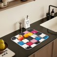 thumbnail image 5 of Yayeee Dish Drying Mat for Kitchen Counter 16" x 18" Microfiber Super Absorbent Coffee Decorative Pad, White Checkered Pattern, 5 of 9