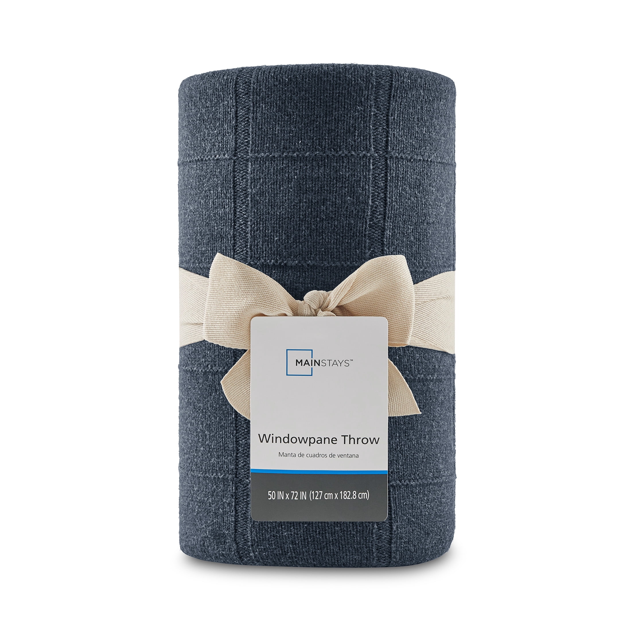 Mainstays Windowpane Knit Greystone Throw, 50 in x 72 in