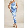 thumbnail image 4 of PRETTYGARDEN Women's One Shoulder Bodycon Dress Summer 2025 Printed Ruched Party Cocktail Fitted Long Dress, 4 of 8