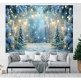 thumbnail image 3 of Christmas Tree Backdrop Winter Snow Scene Halo Spots Photography Background Blue Wonderland Snowflake Forest Family Holiday Party Party Decorations Banner Supplies Photo Booth Props, 3 of 4