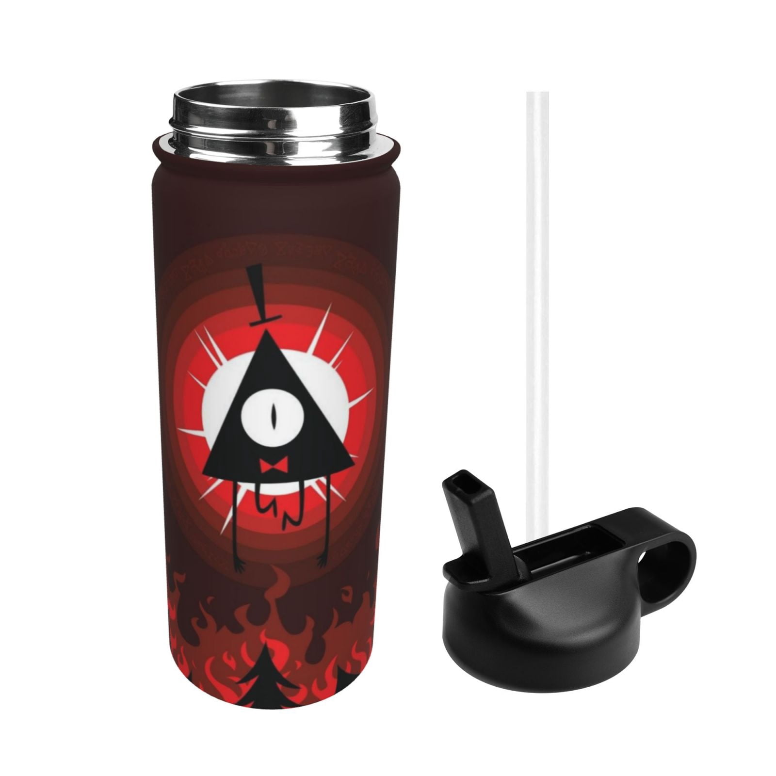 Bill Cipher 18 Oz Insulated Water Bottle Stainless Steel Vacuum Leak Proof Kettle with Straw Lid, Portable Cup for Travel Gym Outdoor Sports School