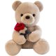 thumbnail image 1 of Osito de peluche con rosa, bonito osito de peluche, regalo para niños, niñas, cumpleaños, Navidad, San Valentín (45 cm, marrón), 1 of 3
