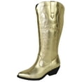 thumbnail image 1 of Soda Women Cowgirl Cowboy Western Stitched Boots Pointy Toe Knee High Gold 11, 1 of 3