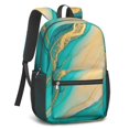 thumbnail image 2 of Blue and Gold Marble Pattern 17" Waterproof Oxford School Backpacks for Teens, S-Shape Padded Straps, for School, Travel, Hiking, Camping, 2 of 5