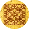 thumbnail image 1 of Ahgly Company Machine Washable Indoor Round Oriental Yellow Traditional Area Rugs, 5' Round, 1 of 4