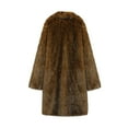 thumbnail image 6 of QATAINLAV Womens Faux Fur Long Coats Thermal Thick Long Sleeve Winter Coats Solid Color Casual Lapel Fleece Cardigans Streetwear, Coffee, S, 6 of 10
