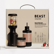 The Beast Blender; Personal Countertop Blending for Smoothies, Shakes, Food Prep & Frozen Fruits & Veggies; Extra Portable Vessels, Straw Cap & Straws Included; 1000W Motor (Carbon Black)