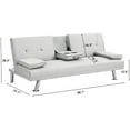 thumbnail image 2 of Futon Sofa Bed, Modern Convertible Armrests Sleeper Couch with 2 Cup Holders,loveseat,for Studio,Apartment,Office,Living Room,66.1”x 31.7”x 28.3” (White), 2 of 18