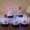 thumbnail image 4 of Lksixu Preserved Flowers, Valentine's Day Gift for Her, Artificial Forever Rose Flower and Teddy Bear in Glass Dome, Romantic Eternal Flower with LED Lights for Anniversary, Birthday, Mother's Day, 4 of 8