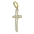 thumbnail image 2 of 14k Yellow Gold White Rhodium, Classic Cross Pendant Religious Charm Created CZ Crystals 21mm, 2 of 4