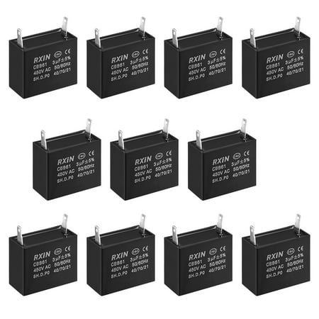 CBB61 Run Capacitor 450V AC 3uF Capacitor for Electric Fan, Pack of 10