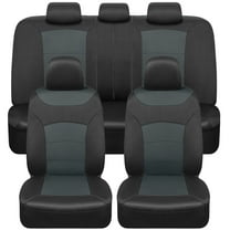 carXS Turismo Charcoal Gray Car Seat Covers Full Set, Two-Tone Front Seat Covers for Cars with Split Rear Bench Back Seat Cover, Automotive Interior Covers for Trucks SUV Van Auto