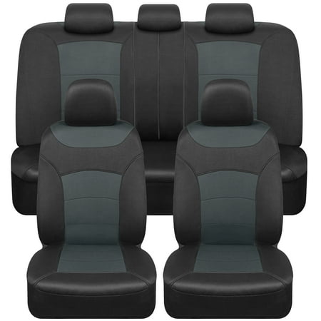 carXS Turismo Charcoal Gray Car Seat Covers Full Set  Two-Tone Front Seat Covers for Cars with Split Rear Bench Back Seat Cover  Automotive Interior Covers for Trucks SUV Van Auto
