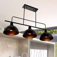 thumbnail image 3 of FINE MAKER 3 Light Kitchen Pendant, Linear Dining Room Suspension Lighting, Matte Black Finish Industrial Pendant for Kitchen, Dining Room, Bar, 3 of 10