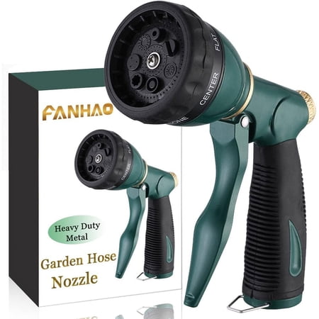 Garden Hose Nozzle Sprayer Heavy Duty 100% Metal Spray Nozzle High Pressure Water Hose Nozzle with 7 Patterns for Watering Garden Washing Cars and Showering Pets