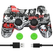 PS3 Controller, PS3 Remote, Wireless PS3 Controller Double Shock Gamepad Compatible for Playstation 3, Skull