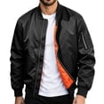 thumbnail image 2 of Ceisia Men's Bomber Jacket Ribbed Collar Full Zip Long Sleeve Casual Lightweight Flight Jacket With Arm Pocket Black XXXXL Gift, 2 of 9