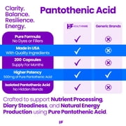 HealthFare Pantothenic Acid 500mg Vitamin B5 Supplement | 200 Vegan Capsules | Extra Strength Energy & Metabolism Support | Non-GMO, Gluten-Free | Made in USA