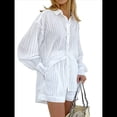 thumbnail image 1 of Conjuntos de 2 Piezas: Camisa Abotonada, Top y Pantalones Cortos, Conjuntos Casuales para Estar en Casa L, 1 of 10