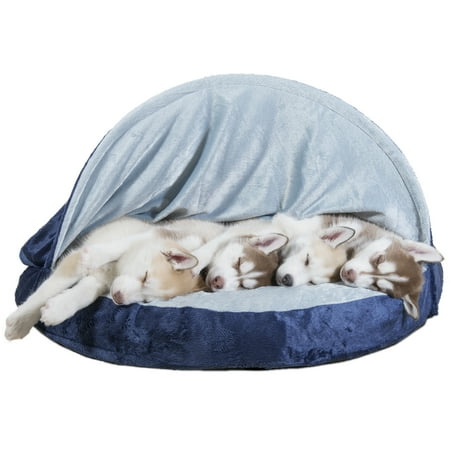 UPC: 0815181028886 | FurHaven Pet Products Microvelvet Snuggery Orthopedic Pet Bed for Dogs & Cats – Navy  35  Base