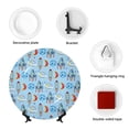 thumbnail image 4 of Daiia Cartoon Rocket With Space Printed Pattern Ceramic Plate Dinner Plates Bone China Decorative Plates with Display Stand Art Ceramic Ornaments for Wall Hanging Decoration-8in, 4 of 6