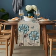 thumbnail image 2 of Blue Tulip Table Runner - 72 Inch Long, Kitchen Dining Table Runner Dresser Scarves, Retro Flowers Leaves Butterfly Plants Khaki Farmhouse Decor for Coffee Tables Wedding Party Banquet, 2 of 8
