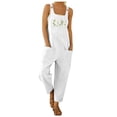 thumbnail image 2 of Conairie Bib Overalls Womens Flower Print Stretchy Adjustable Straps Jumpsuits Wide Leg Pants With Pockets White XL, 2 of 4