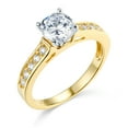 thumbnail image 2 of Wellingsale Ladies Solid 14k Yellow Gold Polished CZ Cubic Zirconia Round Cut Engagement Ring with Side Stones - Size 4.5, 2 of 6