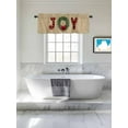 thumbnail image 4 of Christmas Garland Valances for Windows, Joy Red Bow Vintage Brown Linen Winter Light Filtering Window Treatment Valances, Rod Pocket Small Curtains for Kitchen/Bathroom, 54"x18", 4 of 9
