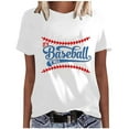 thumbnail image 1 of Aboser T-shirts de Baseball Vintage pour Femmes, T-Shirt Décontracté à Manches Courtes, Haut d'Été Ample à Col Rond, T-shirts Graphiques Tendance de Baseball et de Softball, 1 of 2