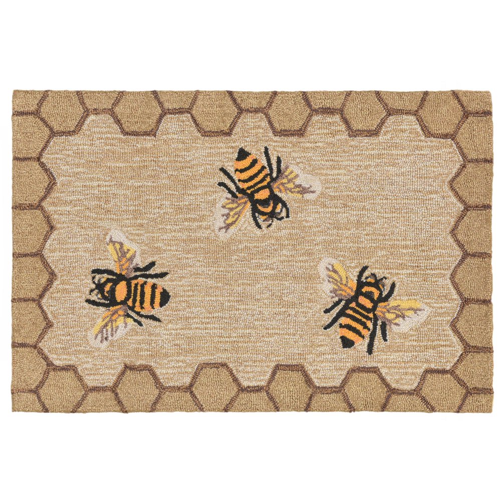 Liora Manne Frontporch Bee Indoor/Outdoor Rug Natural 27"X72