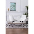 thumbnail image 2 of Swivel Office Chair in White Faux Leather with Stainless Steel and Tufted Seat, 2 of 3