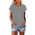 thumbnail image 2 of Mujeres de Manga Corta Tops Casual Cuello Redondo Impresión Blusa Poliéster Ligero Top, Camisa de las Señoras de la Moda para el Hogar Diario Y el Uso Cómodo, 2 of 9